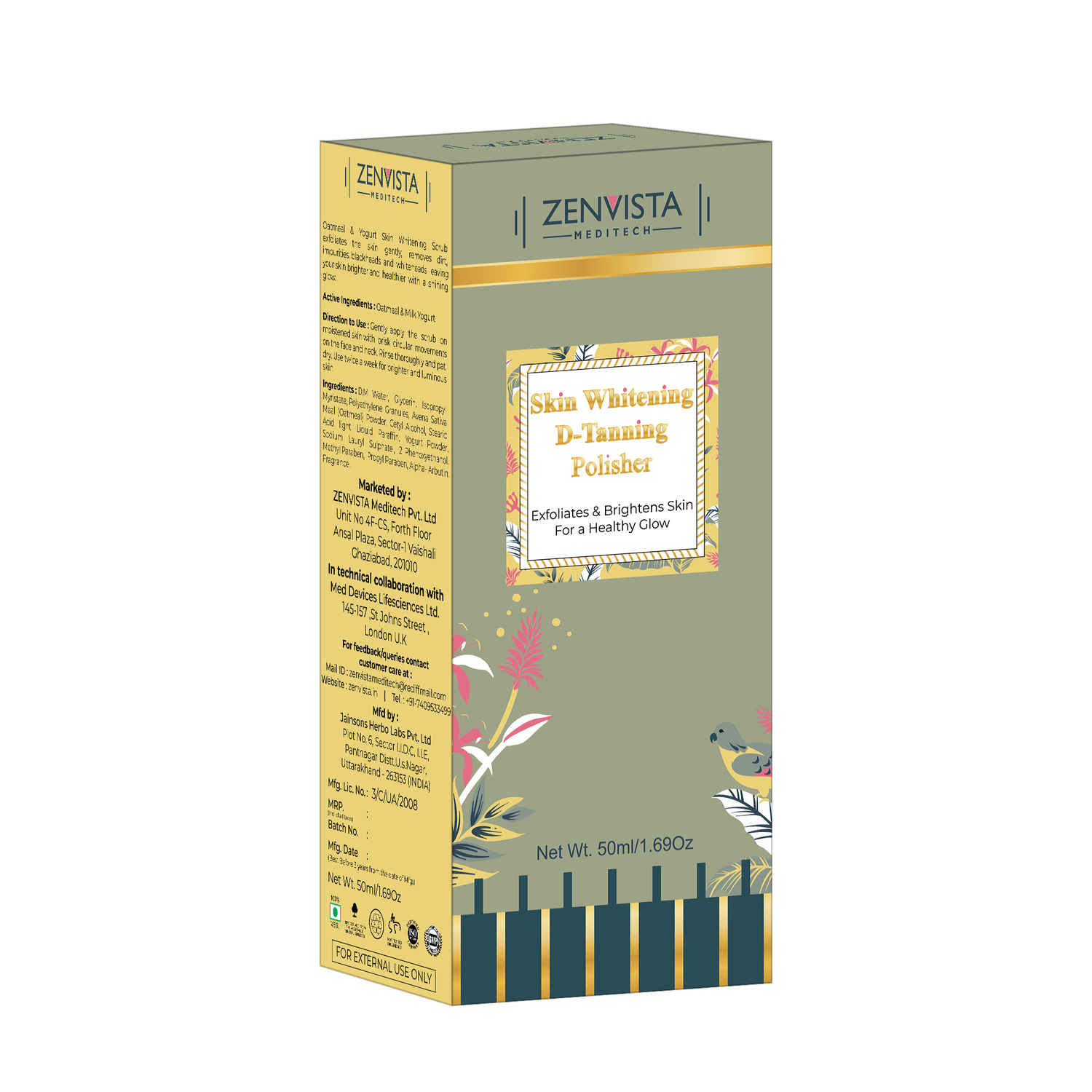 Buy Zenvista Meditech Skin Whitening D-Tanning Polisher Skin Exfoliates White Glow Skin Whitening, (50 ml) - Purplle