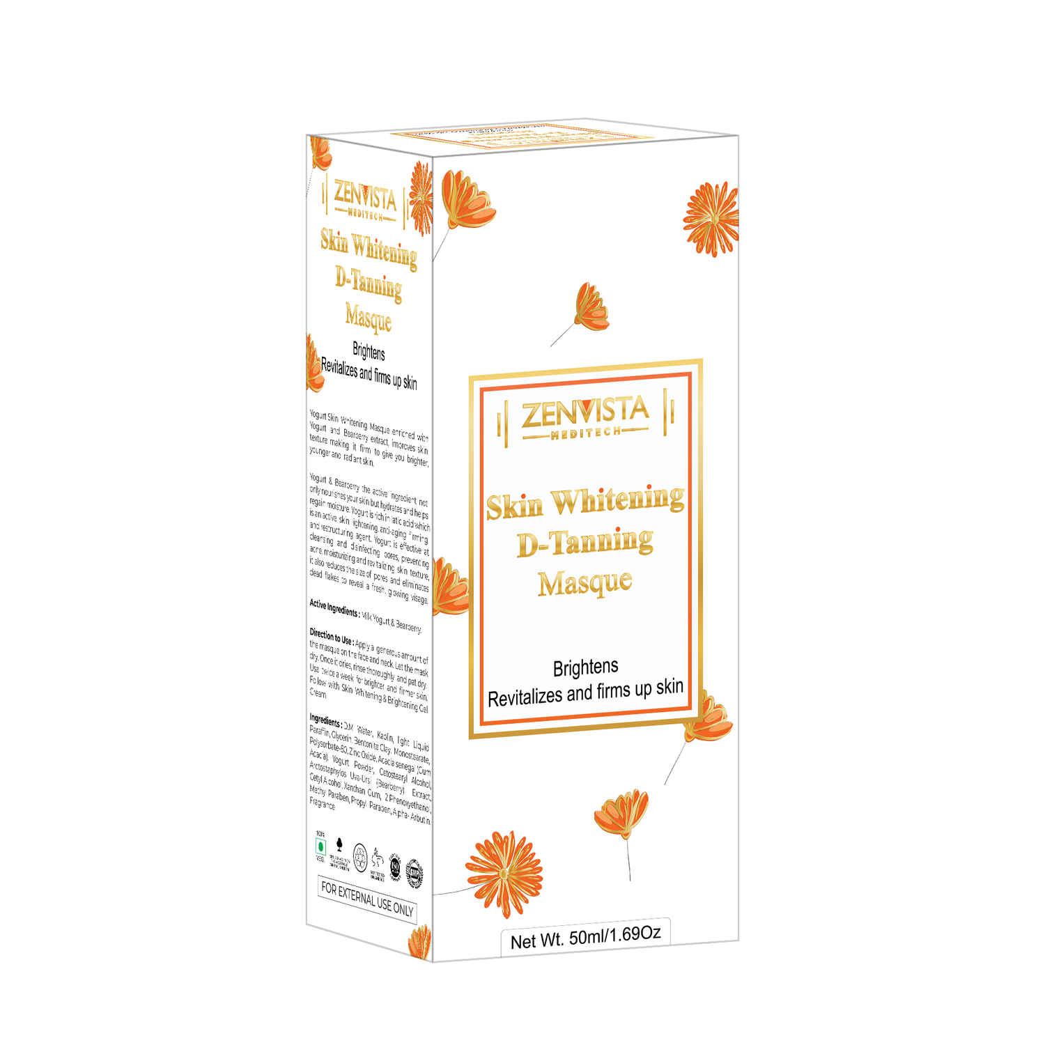 Buy Zenvista Meditech White Glow Skin Whitening D-Tanning Masque & Polisher Combo Pack 50 ml - Purplle