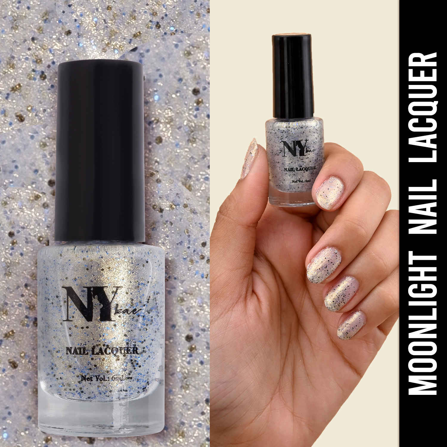 Buy NY Bae Nail Lacquer, Glitter | Shimmer Paint | Chip Resistant Polish | Highly Pigmented | Blue - Metropolitan Moonlight 14 (6 ml) - Purplle