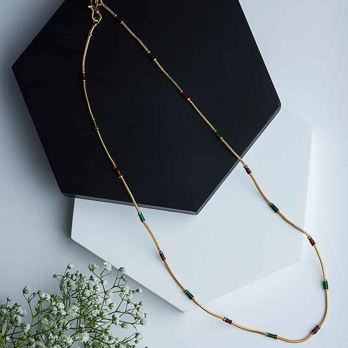 Buy Queen Be Gold Plated Chain, Multi Color Beads - NJ19003 - Purplle