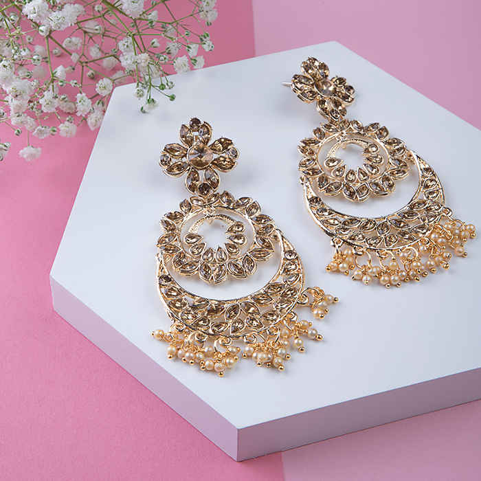 Buy Queen Be Twin Layered Dangling Golden Beads Earring - EV19013 - Purplle