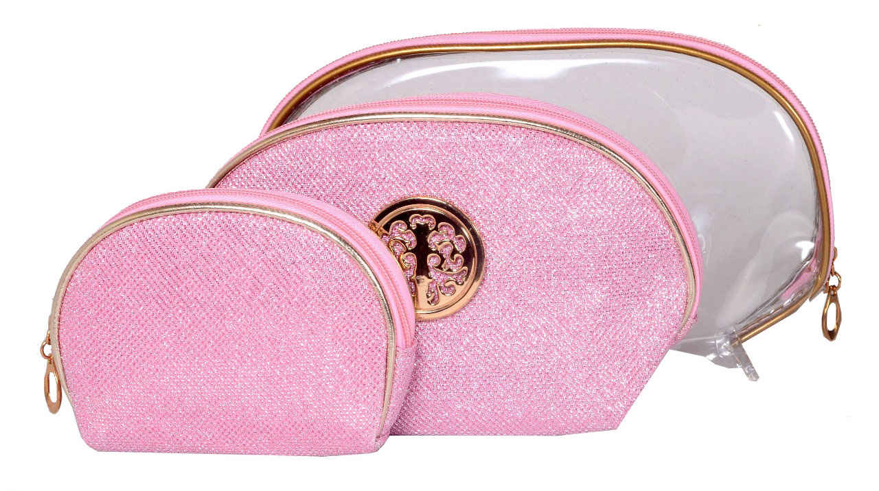 Buy Bonjour Paris Coat Me 3 pc Women's Multi Purpose Makeup Bag / Vanity Pouch / Travel Kit / Cosmetic Bag Organiser (Baby Pink) - Purplle