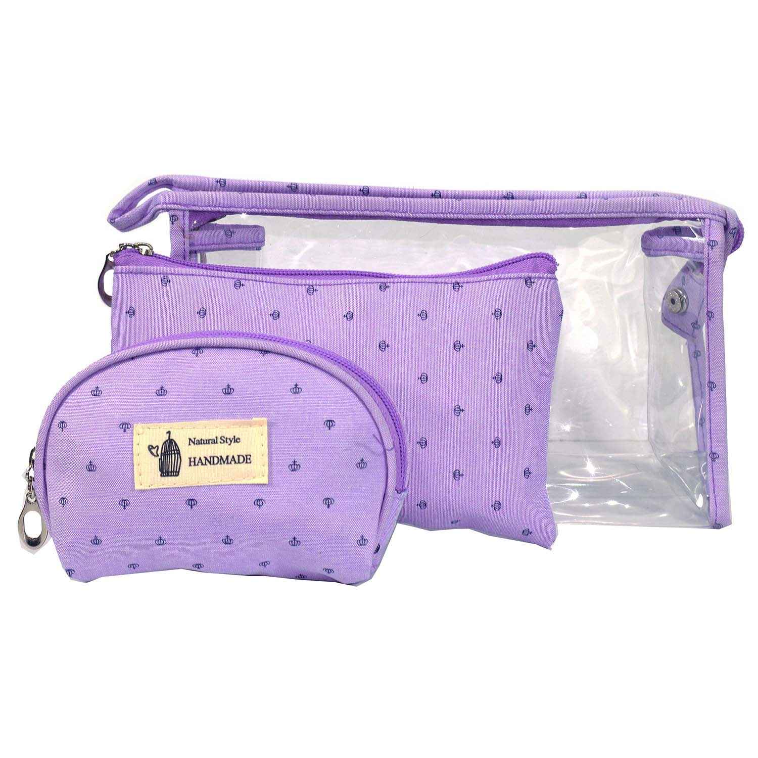 Buy Bonjour Paris Coat Me 3 pc Women's Multi Purpose Makeup Bag / Cosmetic Pouch - Purple - Purplle