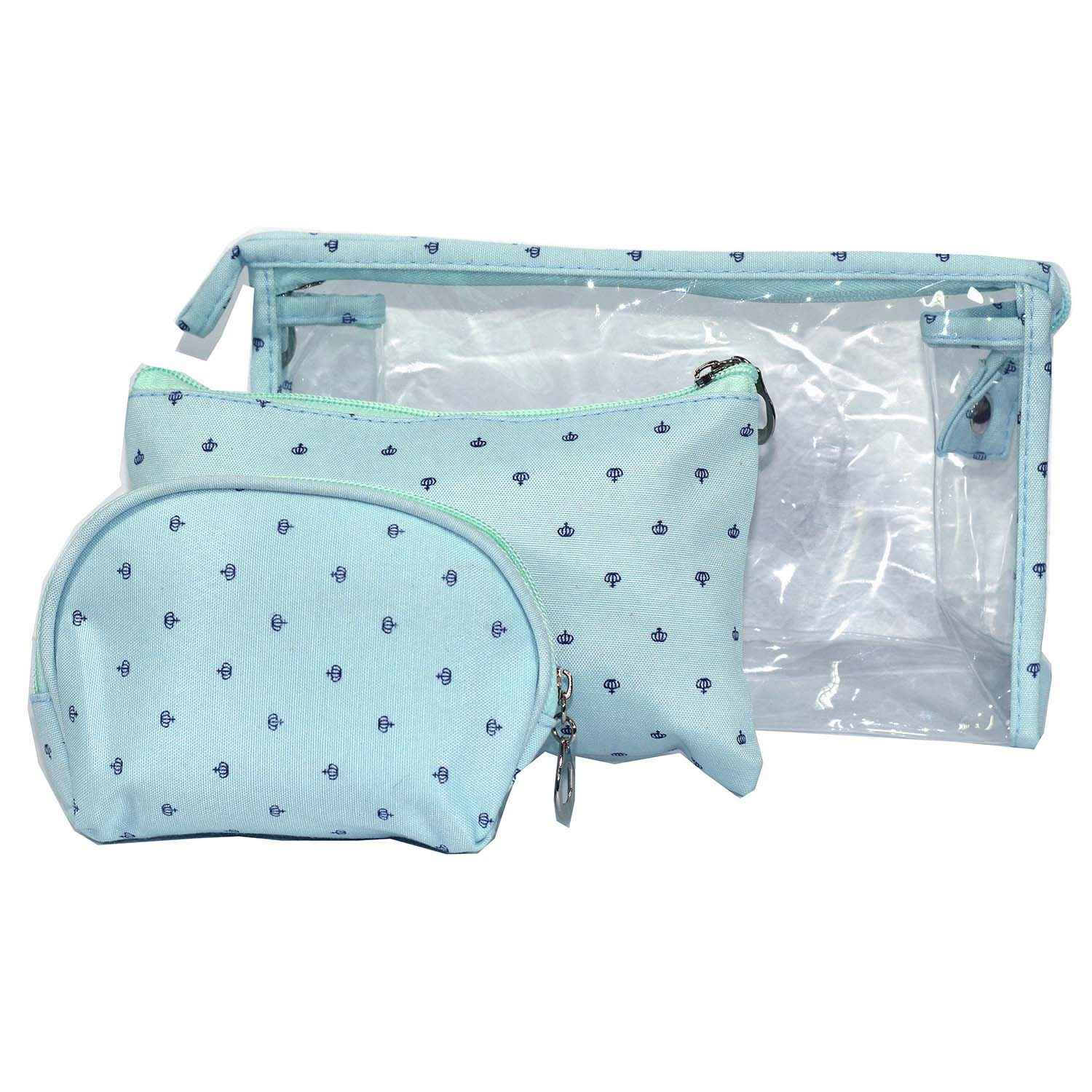 Buy  Bonjour Paris Coat Me 3 pc Women's Multi Purpose Makeup Bag / Cosmetic Pouch - Sky Blue - VPB09-SKY BLUE - Purplle