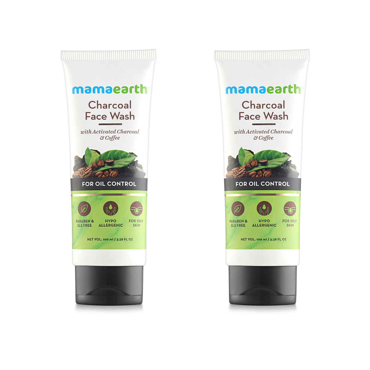 Buy Mamaearth Charcoal Natural Face Wash For Oil Control And Pollution Defence Face Wash Charcoal Facewash 2Pc - Purplle