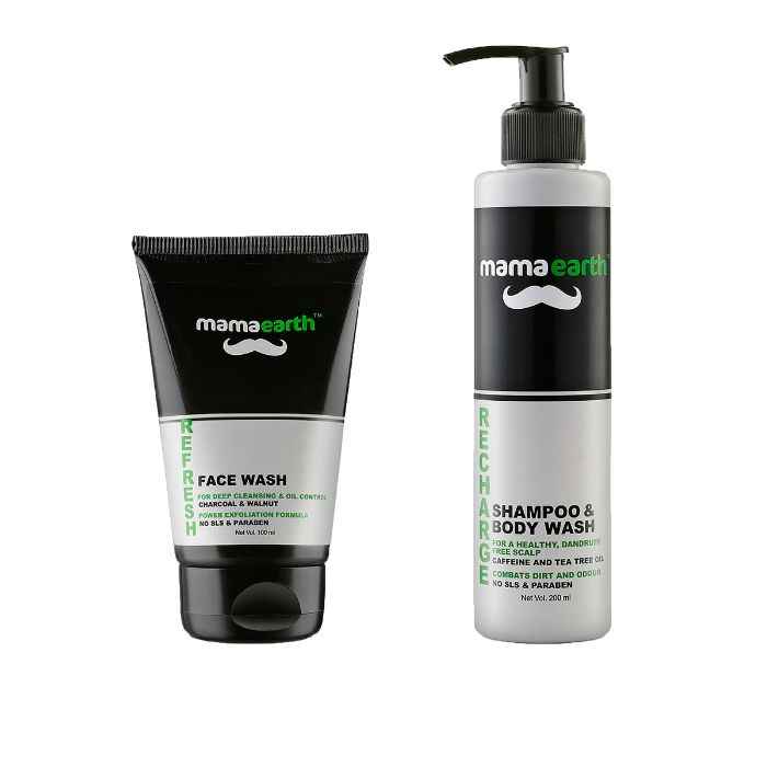 Buy Mamaearth Men’s Refresh & Recharge Combo Pack : Shampoo & Bodywash, (200 ml) + Facewash, (100 ml) - Purplle