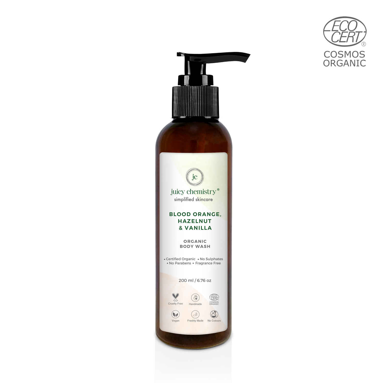 Buy Juicy chemistry Blood Orange, Hazelnut & Vanilla -Organic Body Wash - 200ml/6.76oz - Purplle