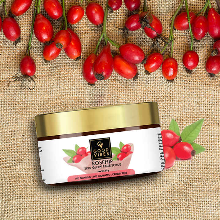 Buy Good Vibes Rosehip Skin Glow Face Scrub | Cleansing, Moisturizing | With Almond Oil | No Parabens, No Sulphates, No Mineral Oil (50 g) - Purplle