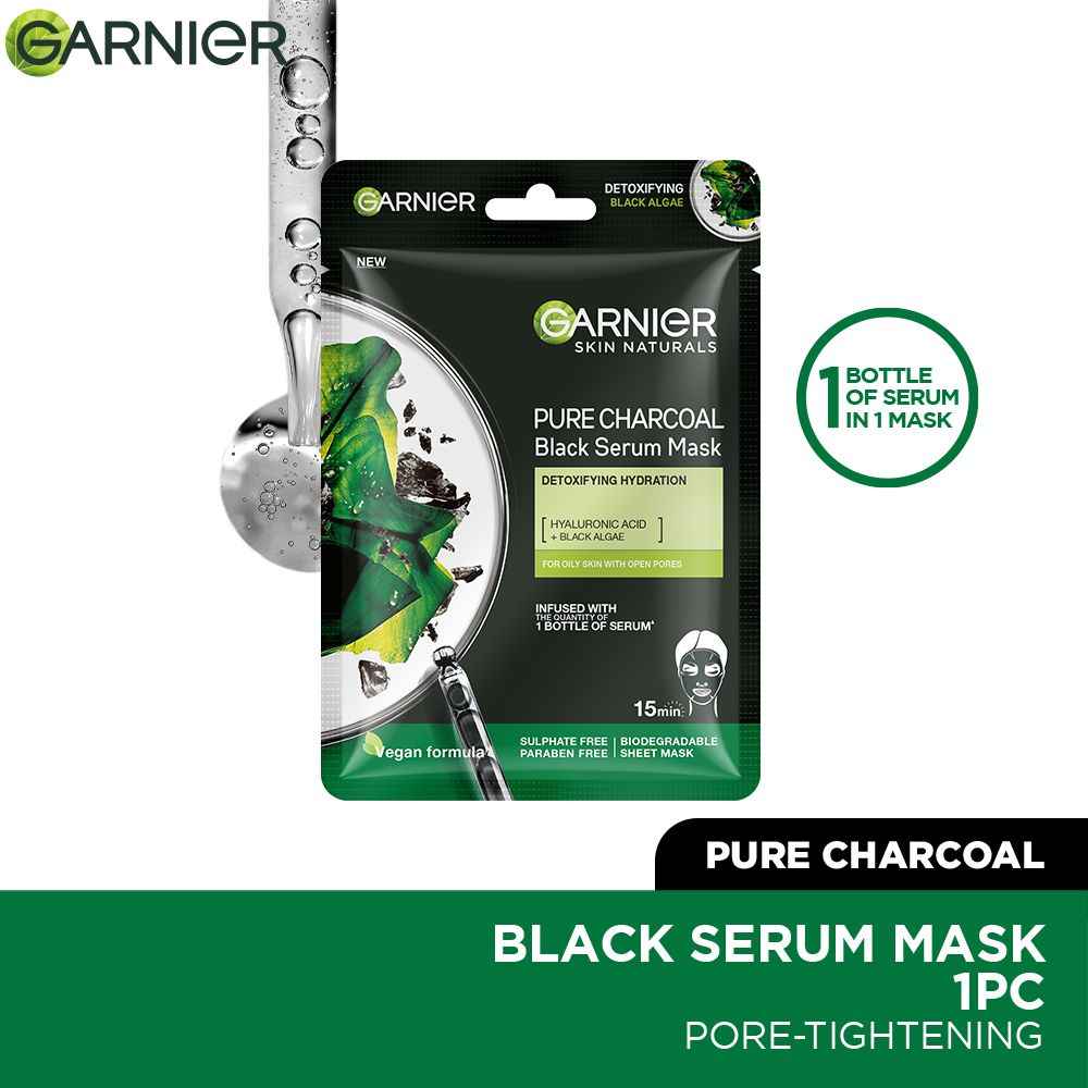 Buy Garnier Skin Naturals, Charcoal, Face Serum Sheet Mask (Black), 28g - Purplle