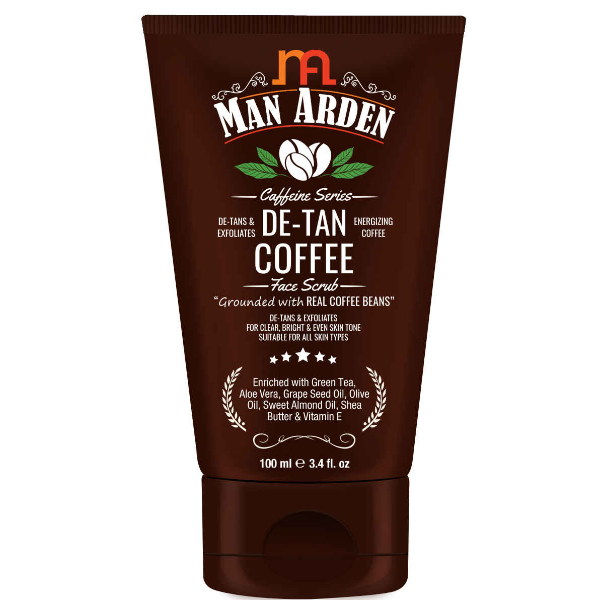 Buy Man Arden Caffeine De Tan Coffee Face Scrub, (100 ml) - Grounded With Real Coffee Beans - De Tans & Exfoliates, Refreshes - Purplle
