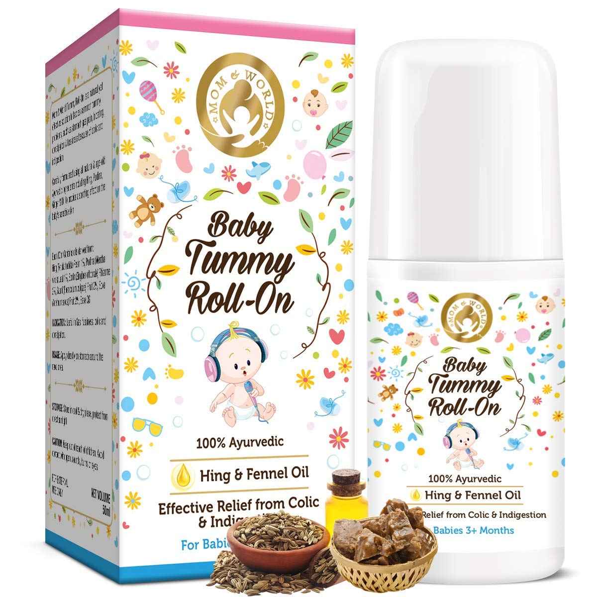 Buy Mom & World Baby Tummy Roll On (50 ml) - Purplle