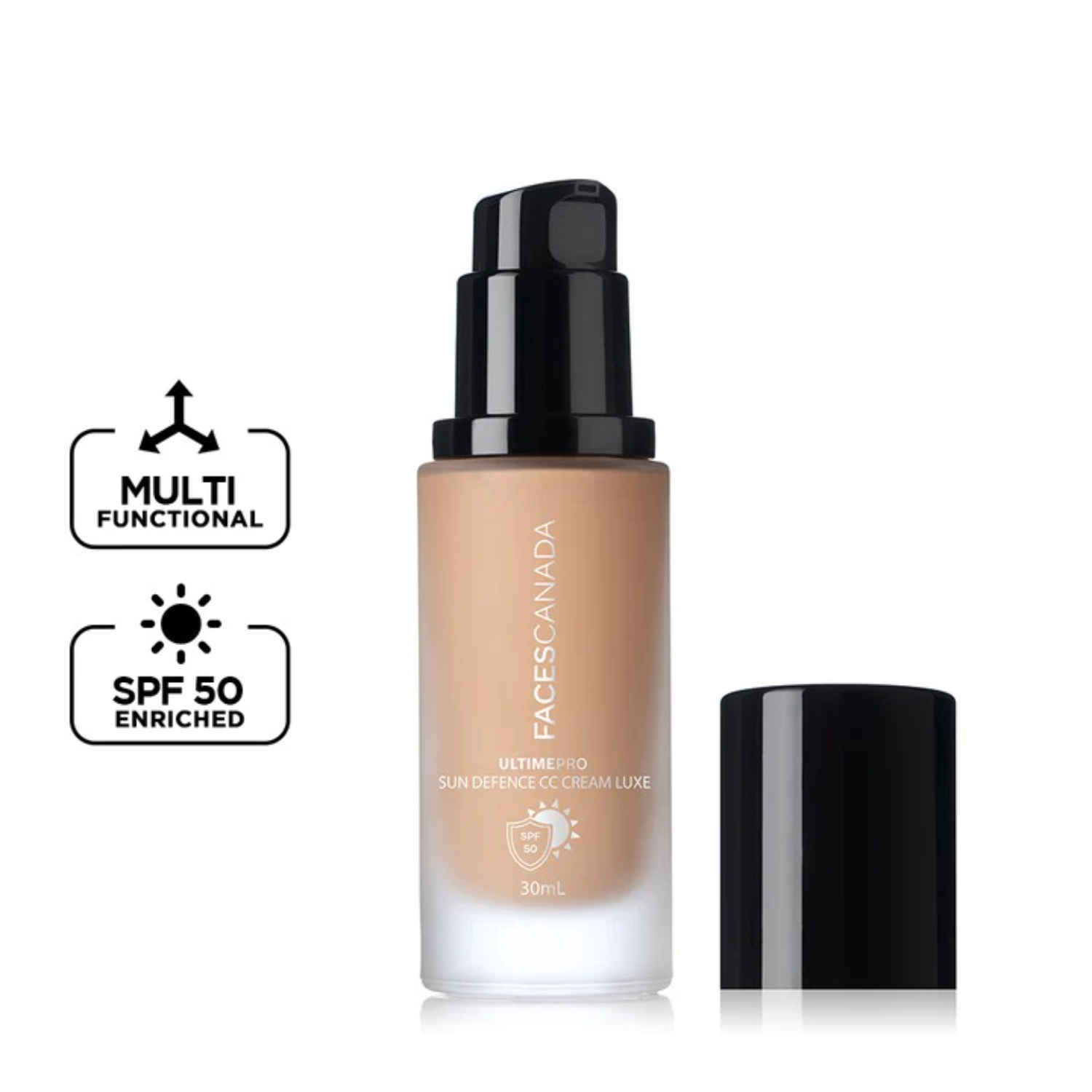 Buy FACES CANADA Ultime Pro Sun Defense CC Cream Luxe SPF 50 - Ivory, 30 ml | Brightens Dull Complexion | Improves Skin Texture | Sun Protection with UVA-UVB Filters | Water Based Oil-Free Formula - Purplle