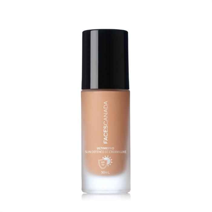 Buy FACES CANADA Ultime Pro Sun Defense CC Cream Luxe SPF 50 - Sand, 30 ml | Brightens Dull Complexion | Improves Skin Texture | Sun Protection with UVA-UVB Filters | Water Based Oil-Free Formula - Purplle