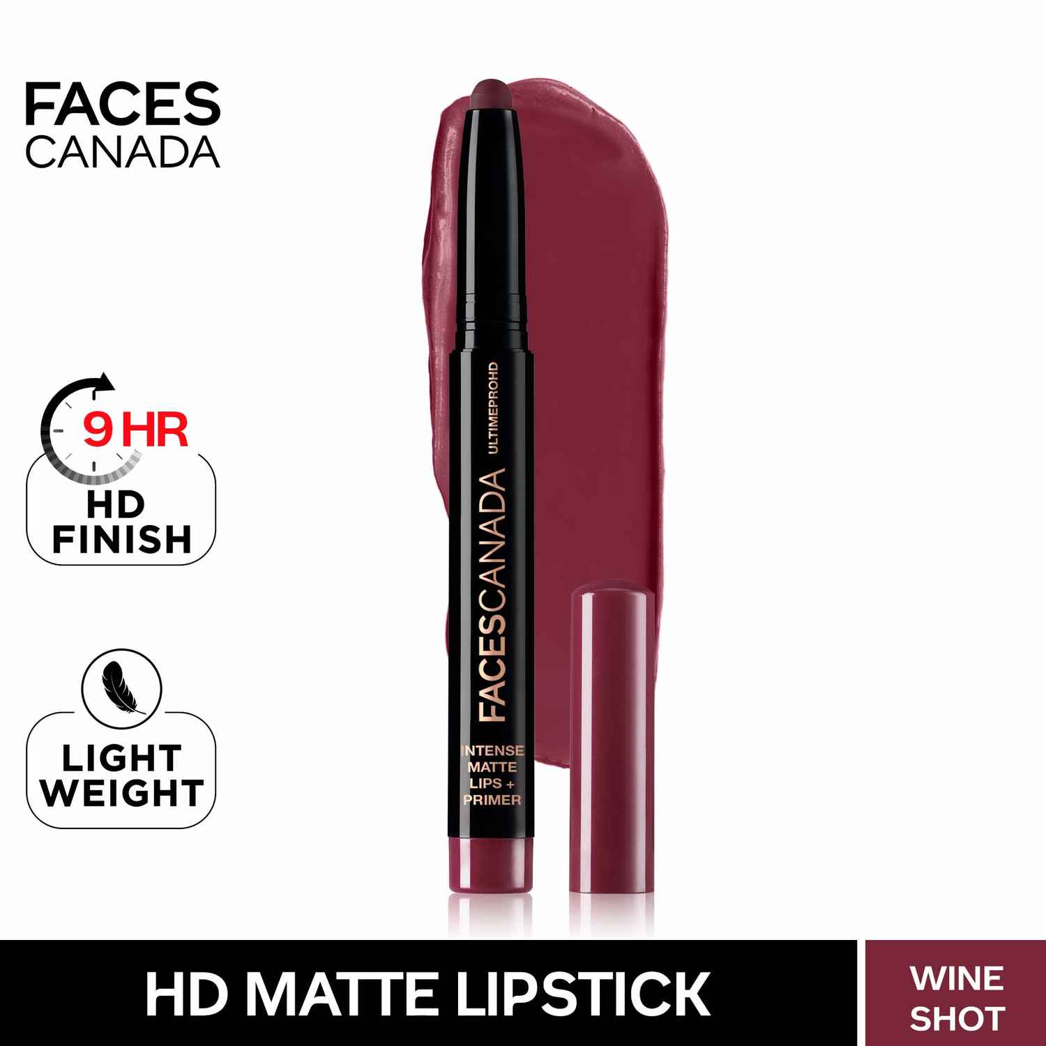 Buy Faces Canada Ultime Pro HD Intense Matte Lips + Primer - Wine Shot (1.4 g) - Purplle