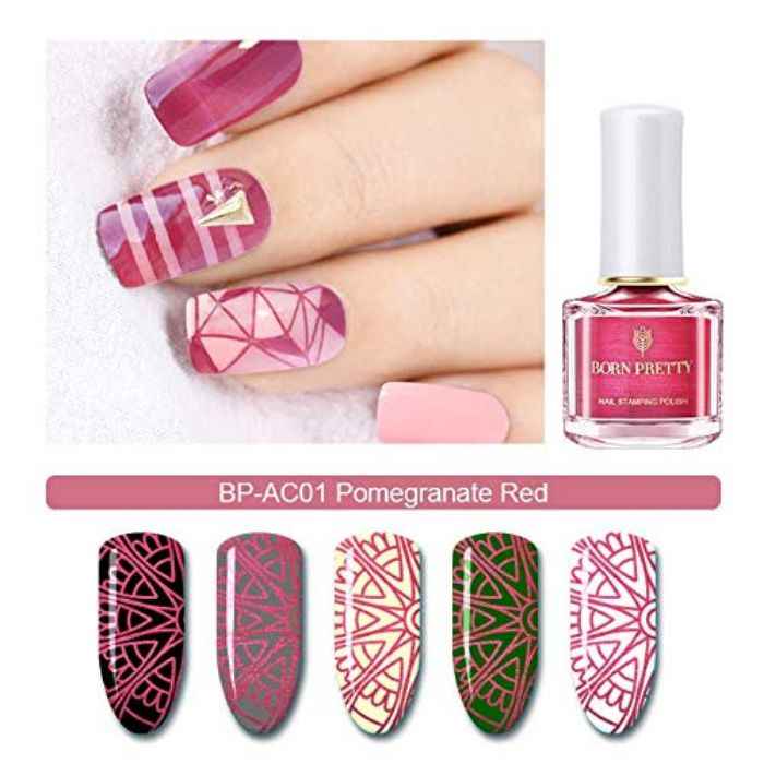 Buy BORN PRETTY Nail Art Stamping Polish Newly Sweet Style Manicure Plate Printing Varnish Candy Nail Stamp Lacquer (Pomegranate Red) (BP-AC01) (6 ml) - Purplle