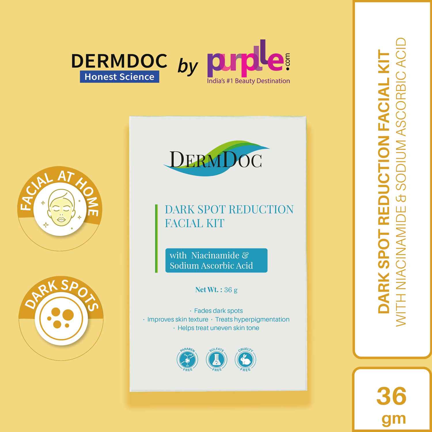 Buy DermDoc Dark Spot Reduction Facial Kit with Niacinamide & Sodium Ascorbic Acid (36 g) - Purplle