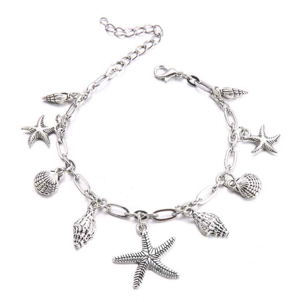 Buy Ferosh Silver Starfish And Shell Anklet - Purplle