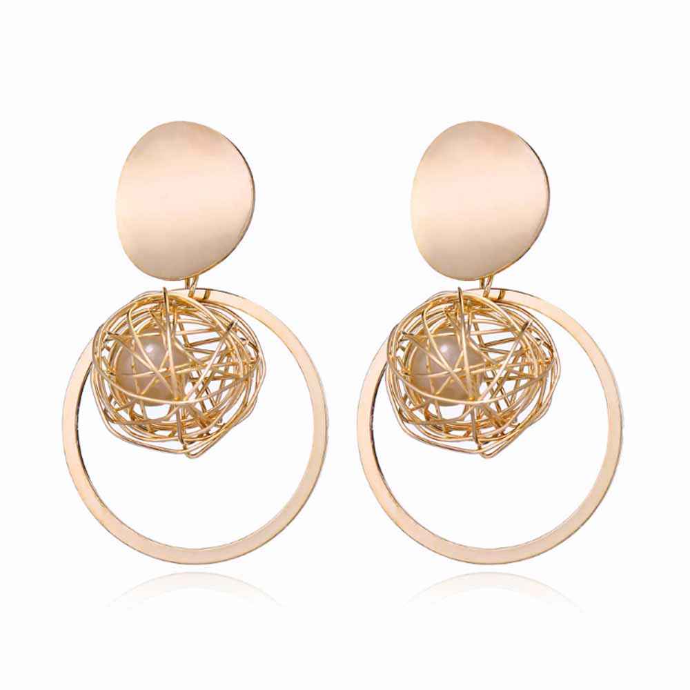 Buy Ferosh Ayelet Mesh Faux Pearl Golden Drop Earrings - Purplle