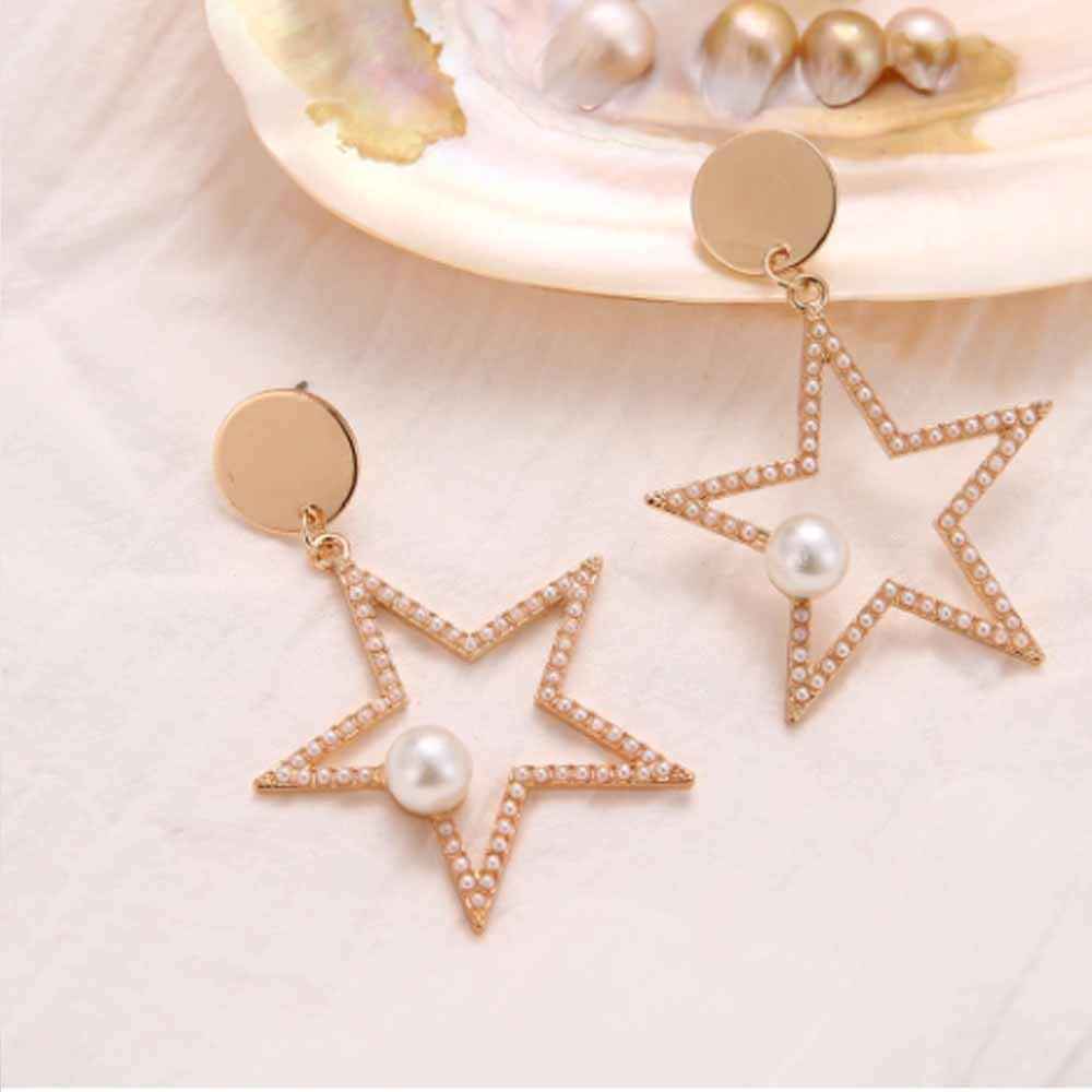 Buy Ferosh Celestia Gazing Star Pearl Dangler Earrings - Purplle