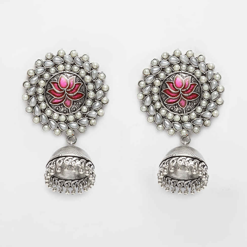 Buy Ferosh Neerja Pink Pearl Jhumka Earrings - Purplle