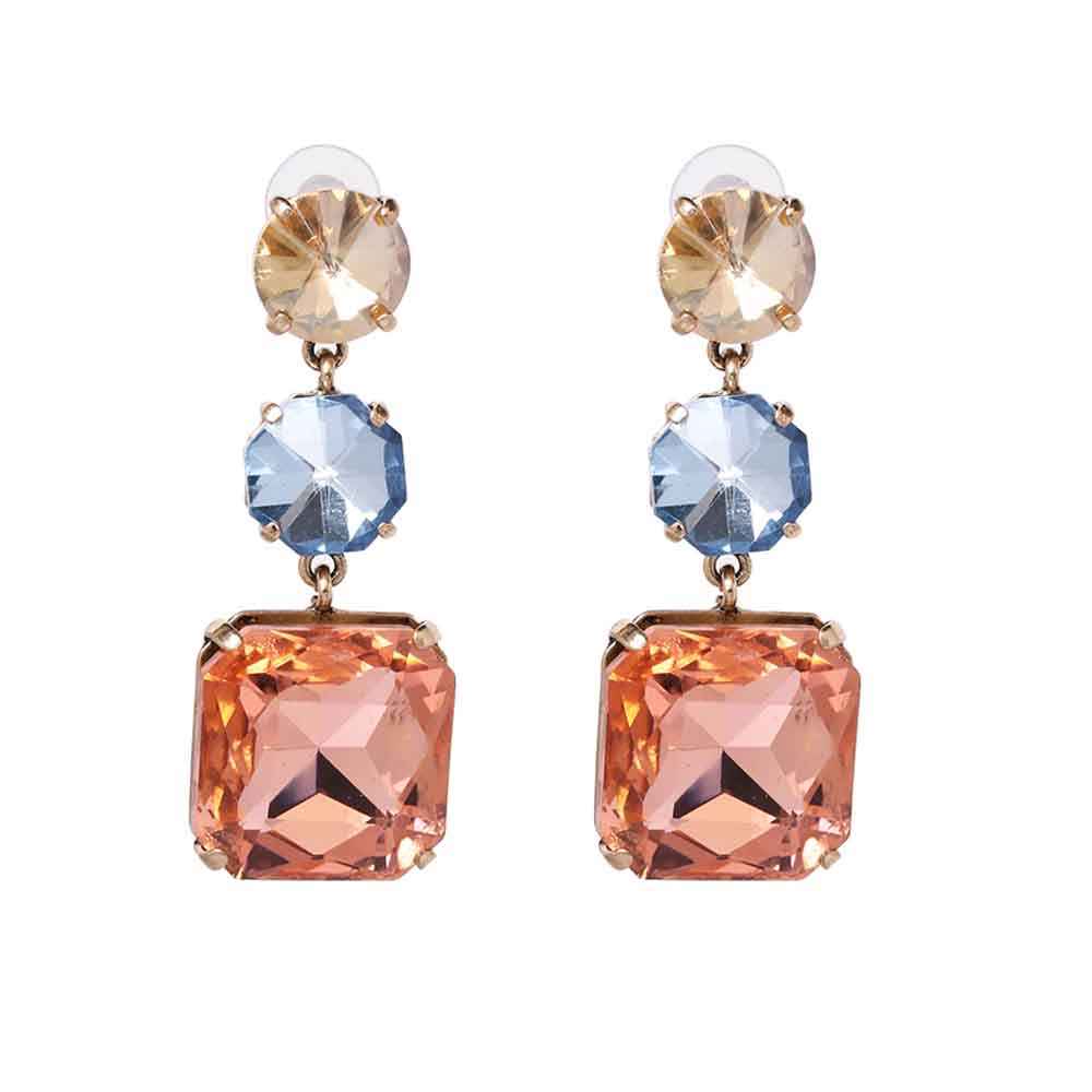 Buy Ferosh Sepia Multi-Coloured Layered Crystal Stone Earrings - Purplle