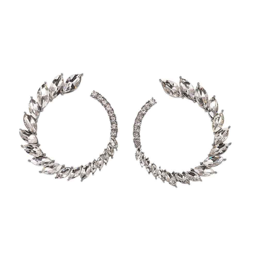 Buy Ferosh Winged Silver Open Circle Crystal Stud Earrings - Purplle