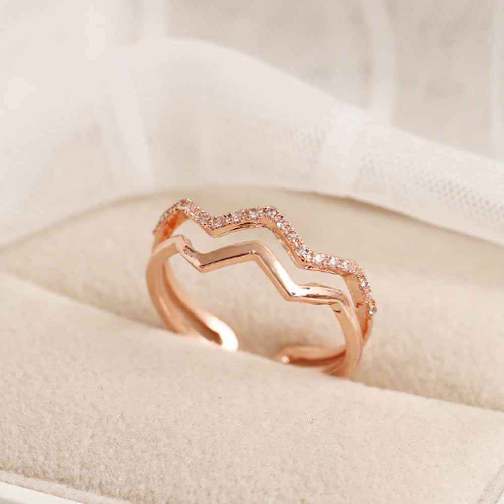 Buy Ferosh Christie Golden Chevron Ring - Purplle