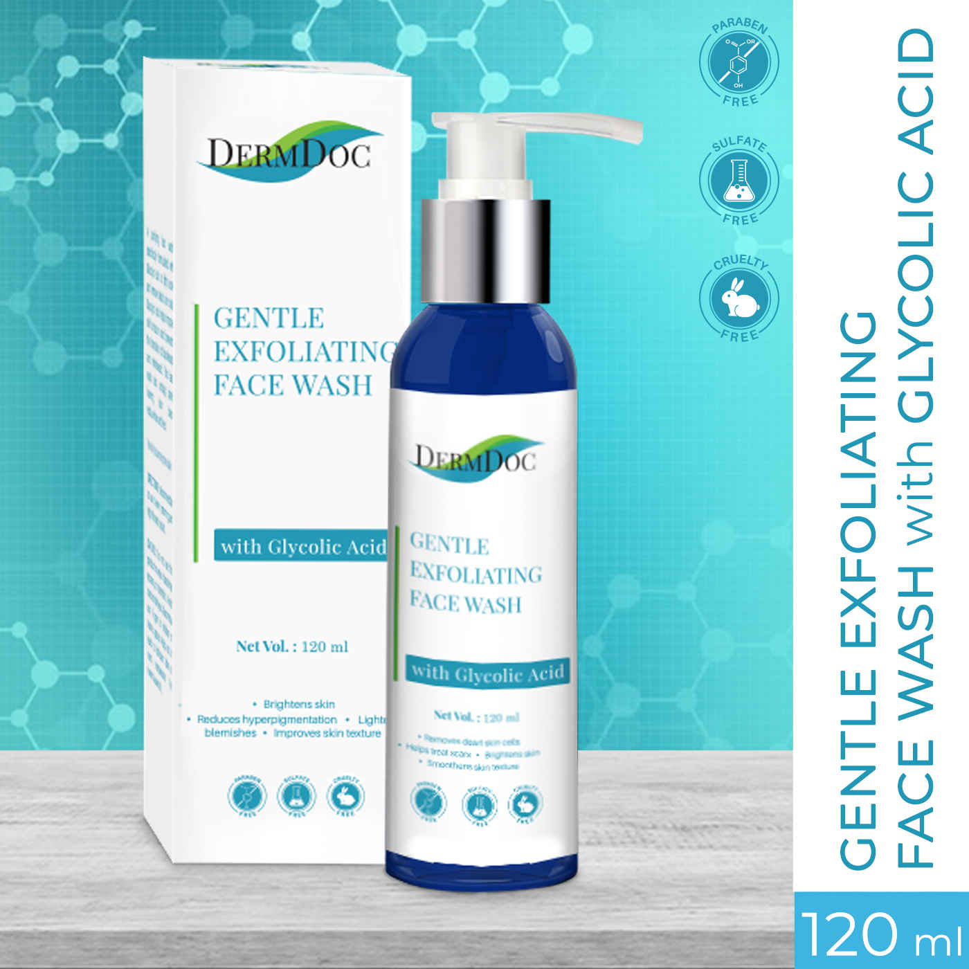 Buy DermDoc Gentle Exfoliating Face Wash with Glycolic Acid (120 ml) - Purplle
