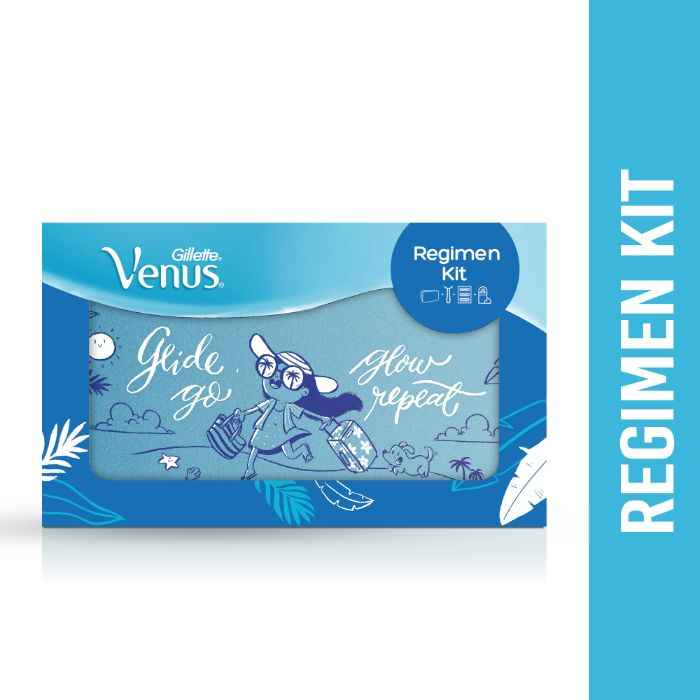 Buy Gillette Venus Regimen Kit - 1 Venus handle + 3 Refills + 1 Satin Care Sensitive Skin Gel - Purplle