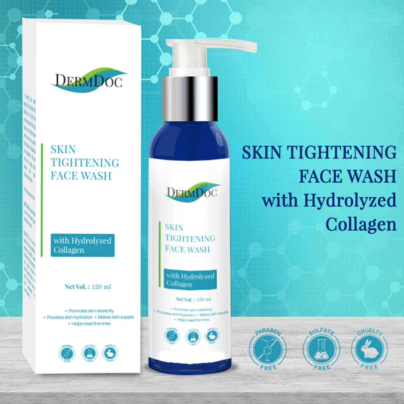 Buy DermDoc Skin Tightening Face Wash with Hydrolyzed Collagen (120 ml) - Purplle