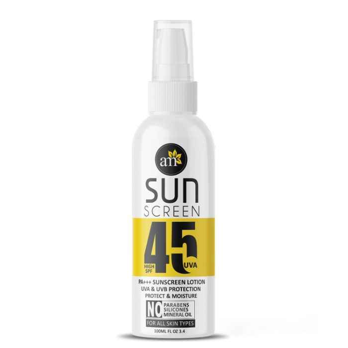 Buy AromaMusk Moisturizing Sunscreen Lotion SPF 45 PA+++ - Broad Spectrum UVA/UVB Protection - No Paraben, Silicone, Mineral Oil, (100 ml) - Purplle