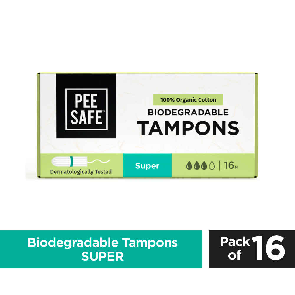 Buy Pee Safe Organic Cotton Tampon (Super) 16 Pcs - Purplle