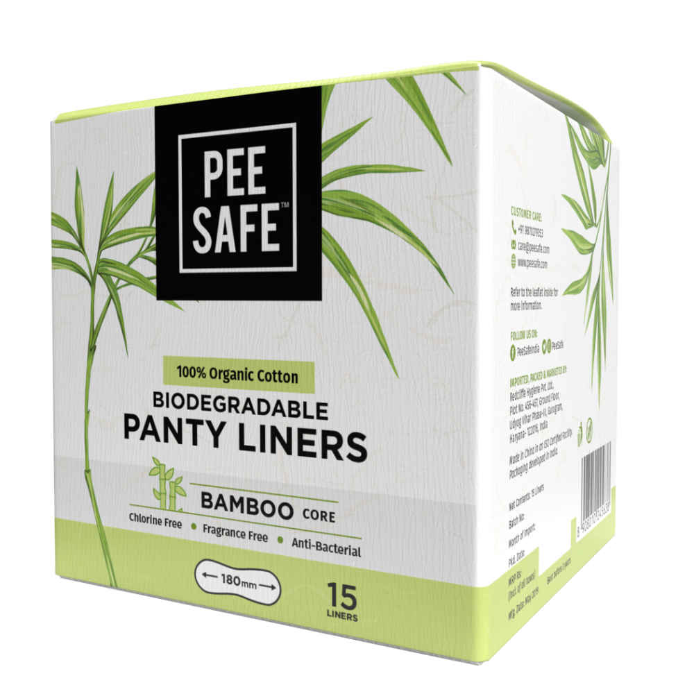 Buy Pee Safe 100% Organic Cotton, Biodegradable Panty Liners - Pack of 15 - Purplle