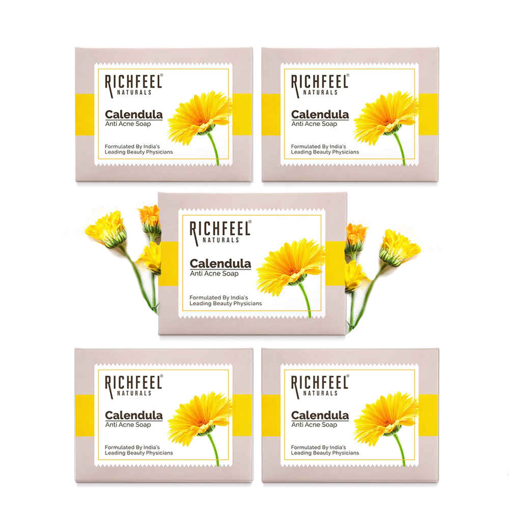 Buy Richfeel Anti Acne Soap with Calendula Extracts (75 g) (Pack Of 5) - Purplle