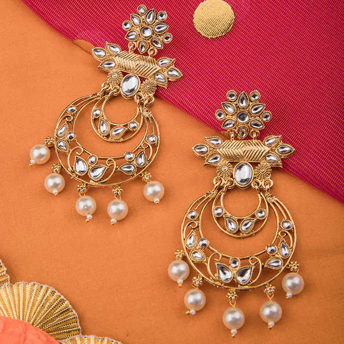 Buy Queen Be Glam Kundan & Pearl Chandbali - EV19085 - Purplle