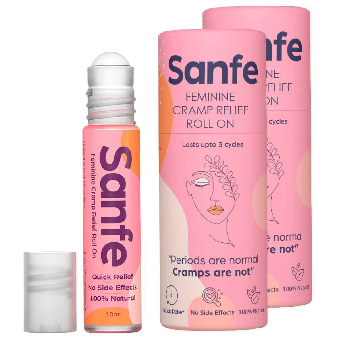 Buy Sanfe Period Pain Relief Roll On -10ml (Pack of 2) With Ayurvedic Extracts |Improves Mood Swings , Period Cramps , Lower Abdominal Pain , Back Aches - Purplle