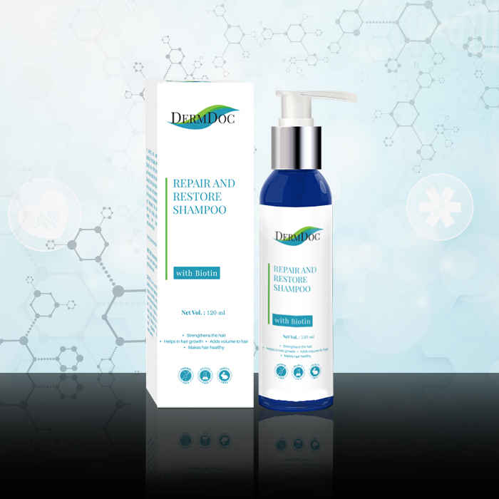 Buy DermDoc Repair and Restore Shampoo with Biotin (120 ml) - Purplle