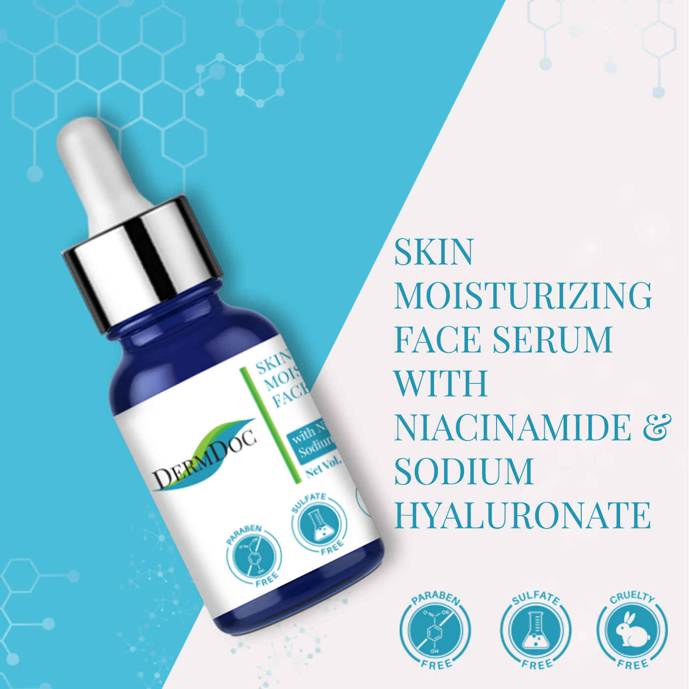 Buy DermDoc Skin Moisturizing Face Serum with Niacinamide & Sodium Hyaluronate (10 ml) - Purplle
