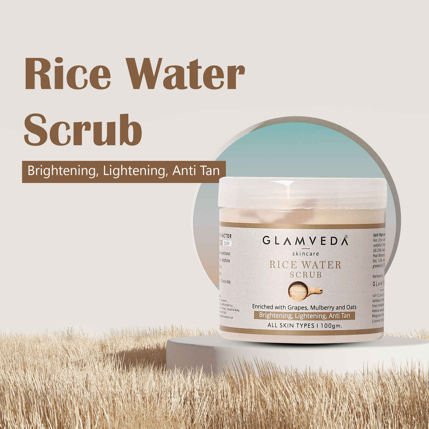 Buy Glamveda Rice Water Brightening Scrub (100 gm) - Purplle