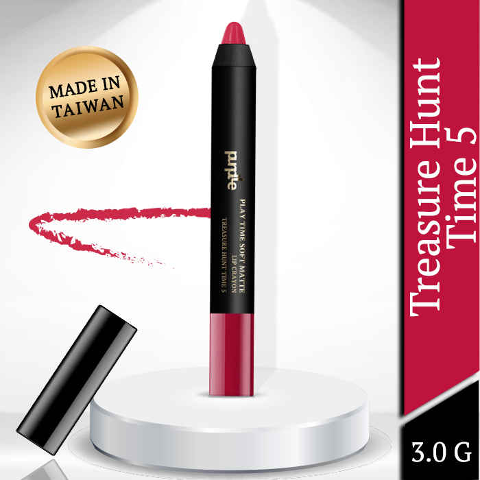 Buy Purplle Lip Crayon, Soft Matte with Jojoba Oil, Red - Treasure Hunt Time 5 (3 g) - Purplle