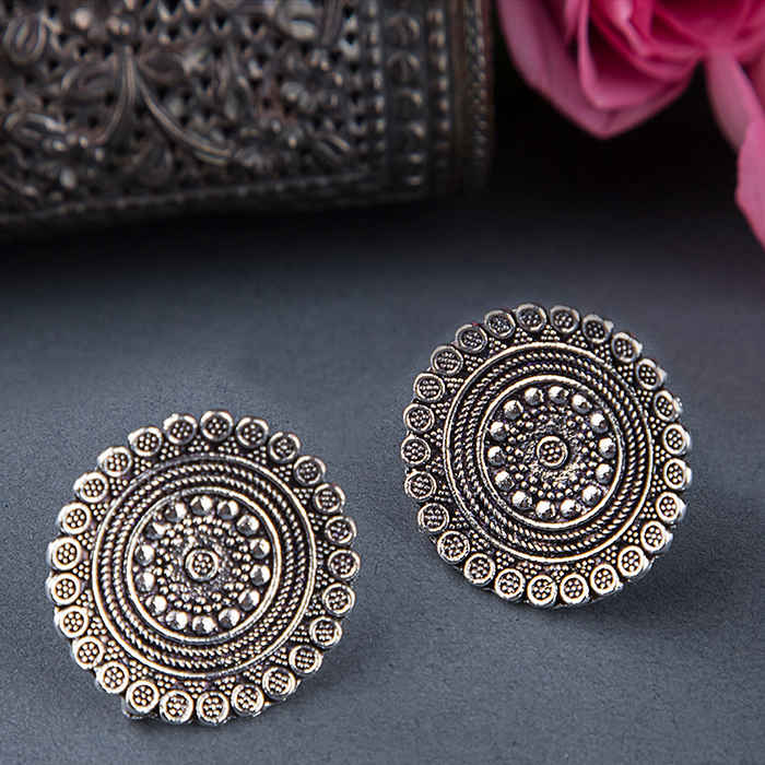 Buy Queen Be Oxidised Concentric Circle Round Tops - Purplle
