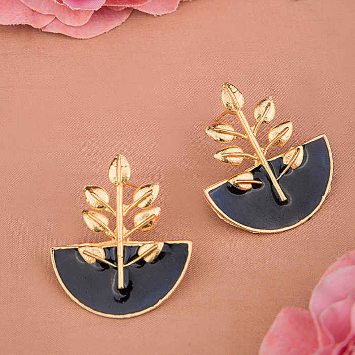 Buy Queen Be Leaf Half Circle Blue Earrings - Purplle