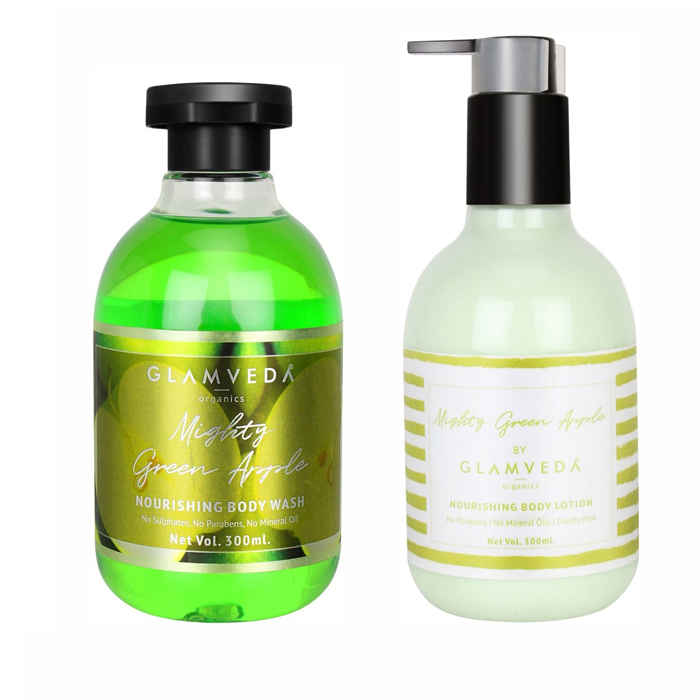 Buy Glamveda Mighty Green Apple Body Wash & Ltion Combo Pack (600 ml) - Purplle