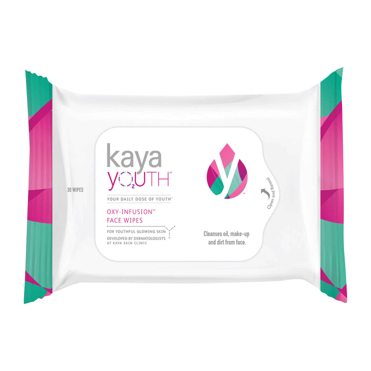 Buy Kaya Youth Oxygen Boost Face Wipes,Removes Oil,Dirt,Makeup,Fresh & Glowing Skin,Developed by Dermatologists, 30 Pcs - Purplle