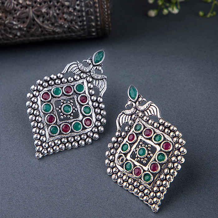 Buy Queen Be Oxidised Sweetheart Red & Green Studded Tops - Purplle