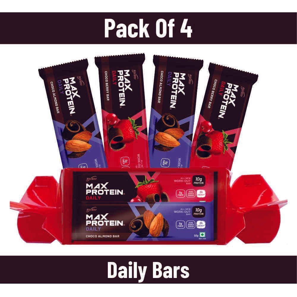 Buy Rite Bite Max Protein Daily Bars Assorted Gifting Candy Pack of 4 - (Choco Almond-2, Choco Berry-2) (200 g) - Purplle