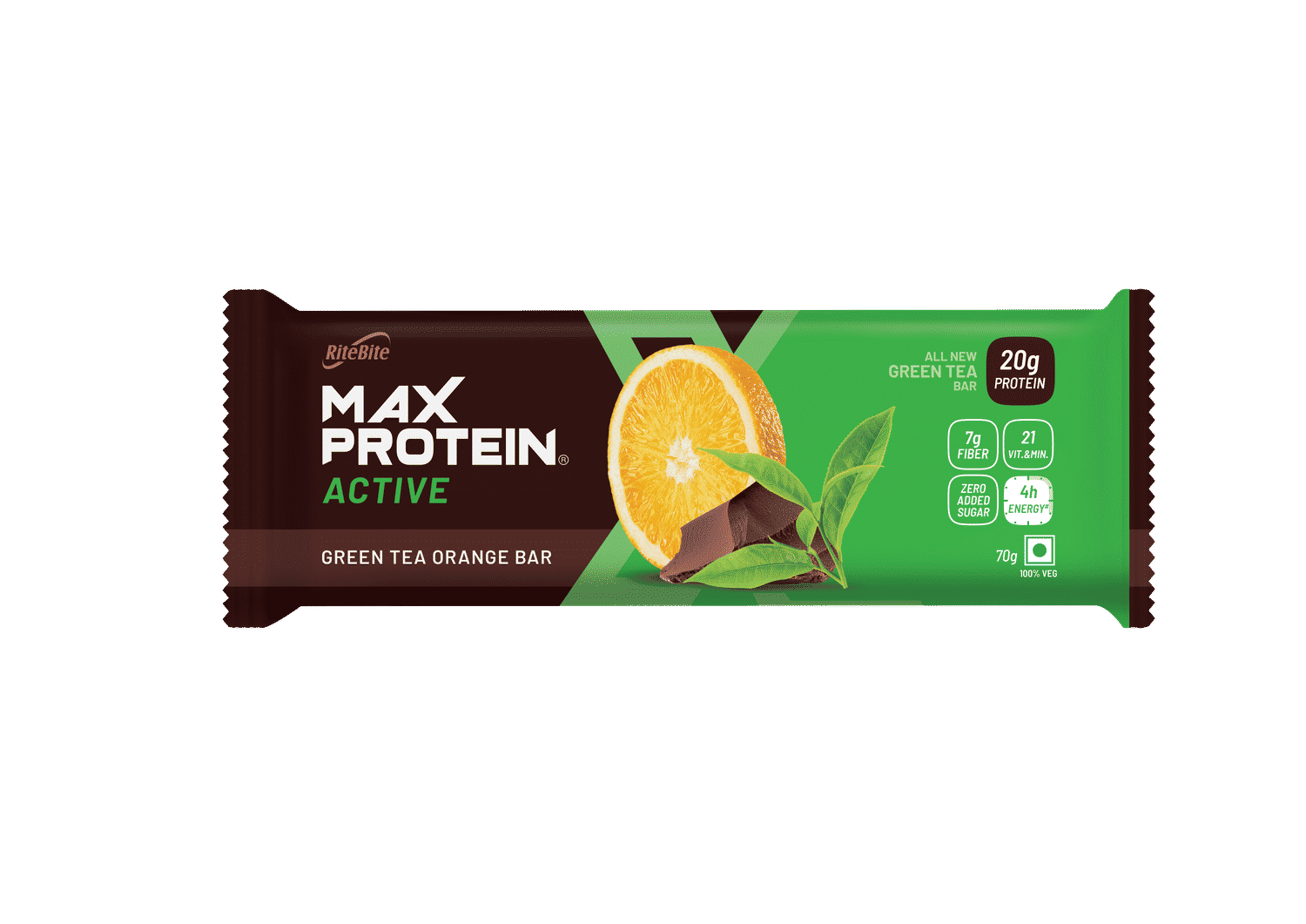 Buy Rite Bite Max Protein Active Green Tea Orange Bars - Pack of 3 (70 g x3) - Purplle