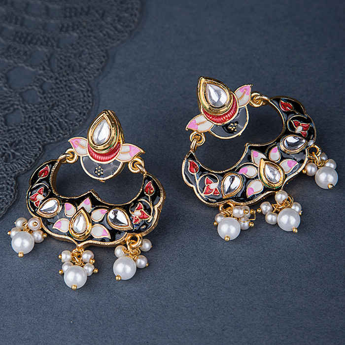 Buy Queen Be Royalty Black Enamel & Kundan Chandbali - Purplle