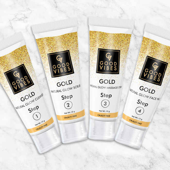 Buy Good Vibes Gold Natural Glow Facial Kit | Glowing, Anti-Ageing | No Parabens, No Animal Testing (40 gm) - Purplle