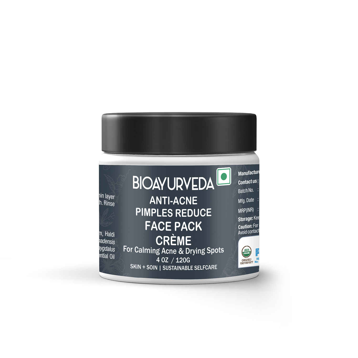 Buy BIOAYURVEDA Anti-Acne Pimples reduce face pack Cream for Acne, Oily skin, Pimples, Blackheads (120 g) - Purplle